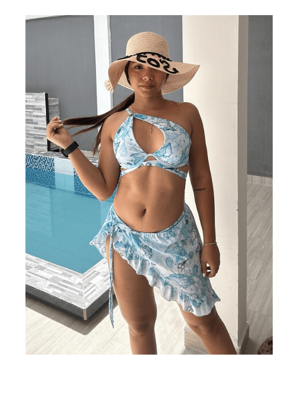 SET BIKINI AZUL DECORADO MAR REF. 152